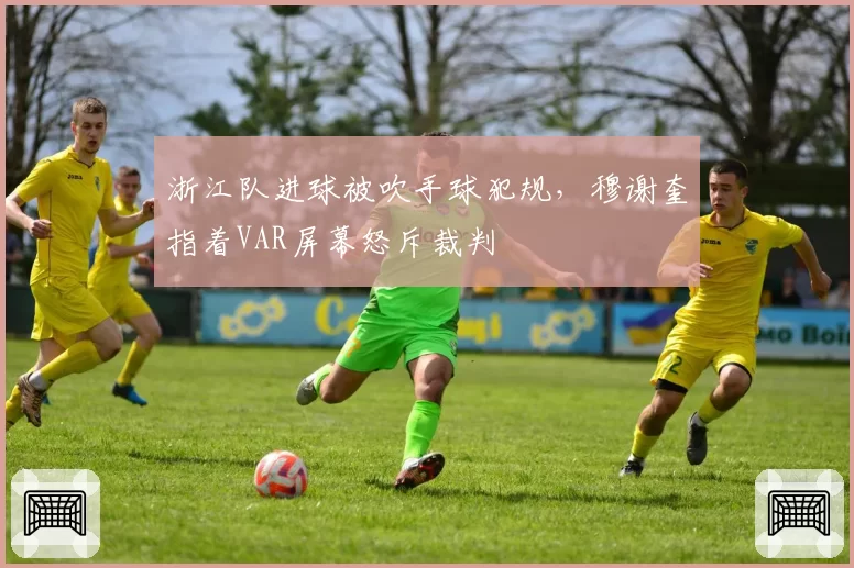 浙江队进球被吹手球犯规，穆谢奎指着VAR屏幕怒斥裁判